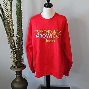 Gildan Red Long Sleeve Sweatshirt with "Arrowhead" Graphics NWOT